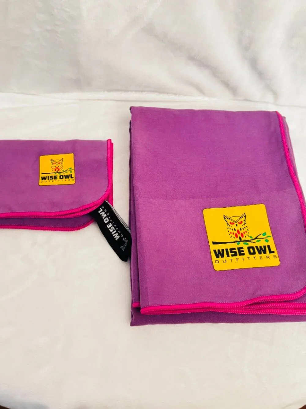 Wise Owl Outfitters Camping XL Towel & Hand Towel Ultra Soft Lavender Compact